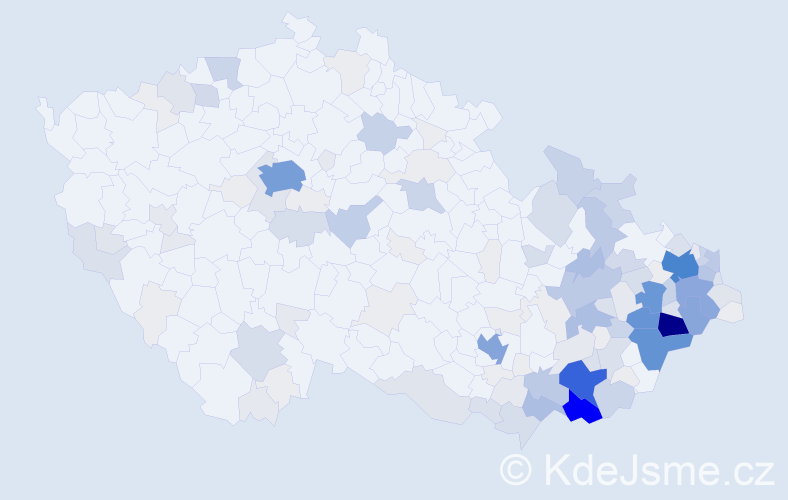 Příjmení: 'Pavlica', počet výskytů 765 v celé ČR