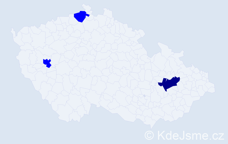 Příjmení: 'Bodiu', počet výskytů 4 v celé ČR