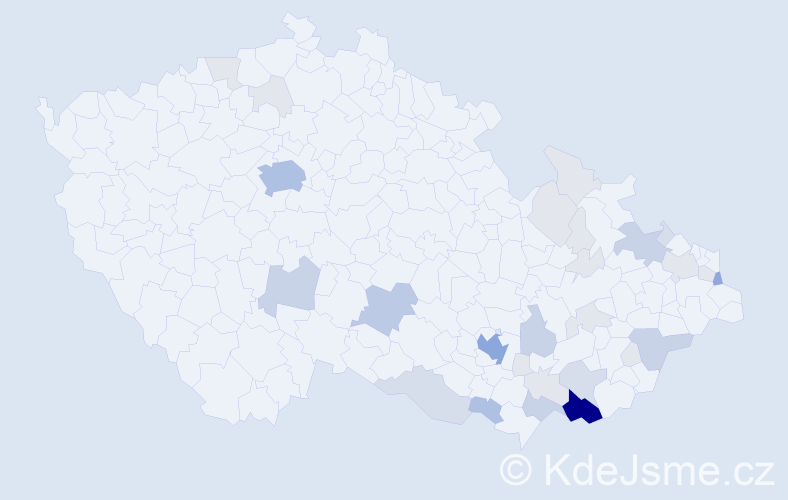 Příjmení: 'Pavlincová', počet výskytů 100 v celé ČR