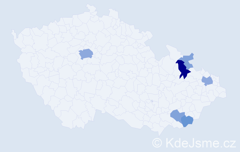 Příjmení: 'Humpulová', počet výskytů 17 v celé ČR
