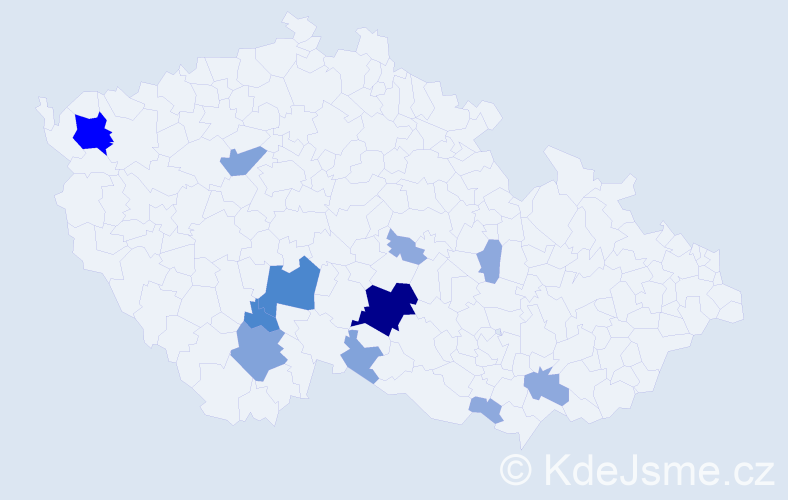 Příjmení: 'Chvojsík', počet výskytů 32 v celé ČR