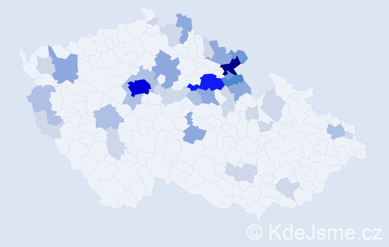 Příjmení: 'Hencl', počet výskytů 117 v celé ČR