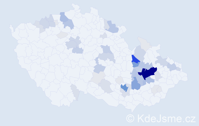 Příjmení: 'Vysoudil', počet výskytů 222 v celé ČR