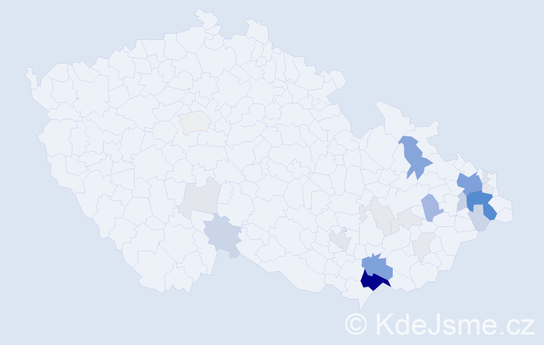 Příjmení: 'Michenka', počet výskytů 119 v celé ČR