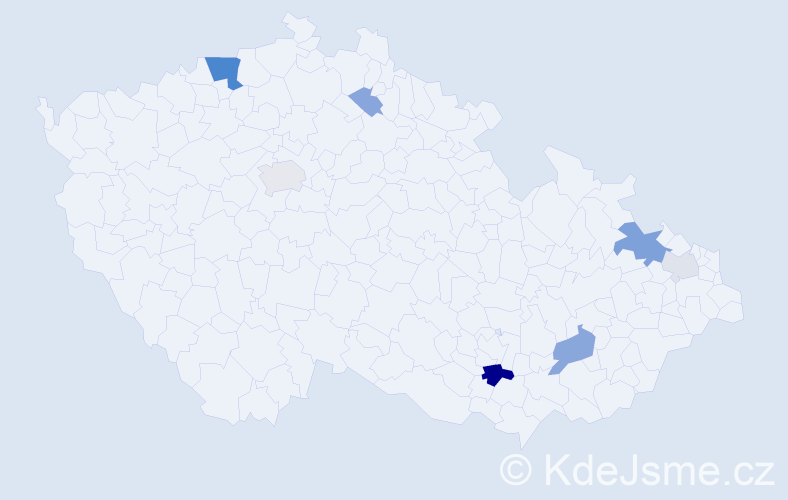 Příjmení: 'Řeholová', počet výskytů 19 v celé ČR
