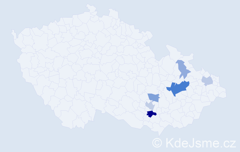 Příjmení: 'Cekl', počet výskytů 21 v celé ČR