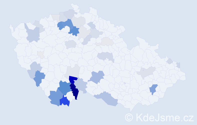 Příjmení: 'Kartáková', počet výskytů 127 v celé ČR