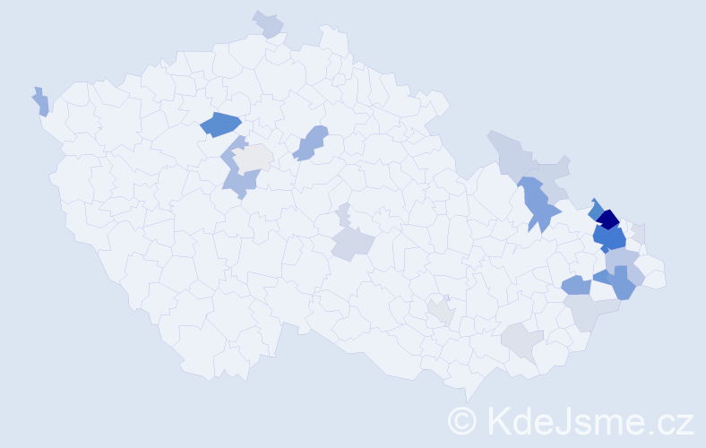 Příjmení: 'Kubenka', počet výskytů 85 v celé ČR