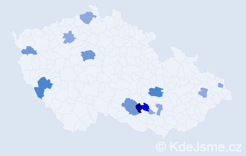 Příjmení: 'Klištinec', počet výskytů 27 v celé ČR