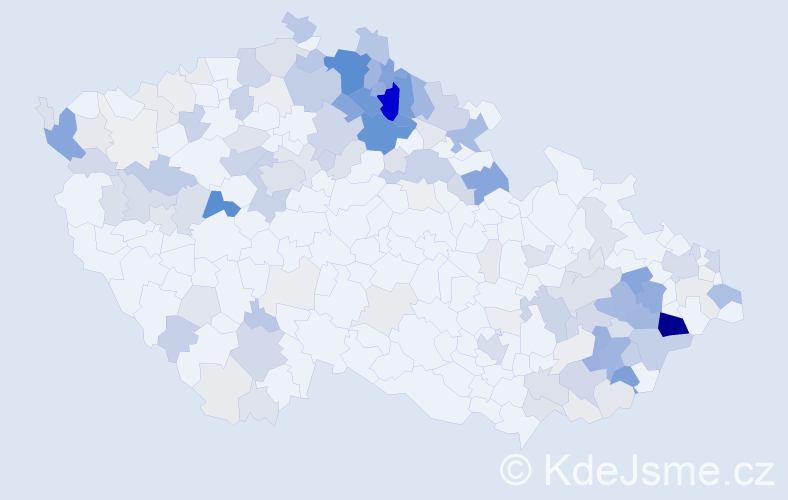Příjmení: 'Mizera', počet výskytů 633 v celé ČR