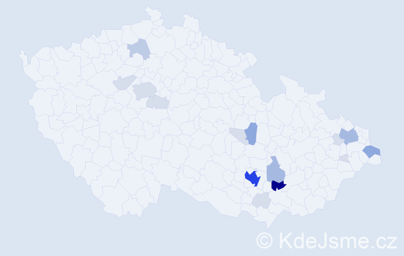 Příjmení: 'Bodečková', počet výskytů 56 v celé ČR