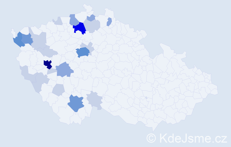 Příjmení: 'Kýček', počet výskytů 58 v celé ČR