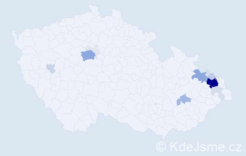 Příjmení: 'Bochňáková', počet výskytů 73 v celé ČR