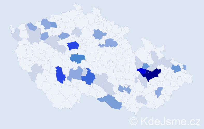 Příjmení: 'Krajcová', počet výskytů 120 v celé ČR