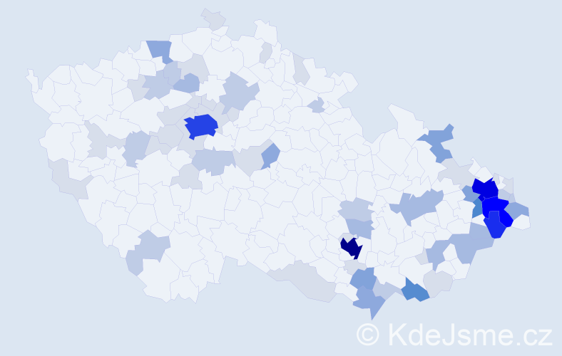 Příjmení: 'Klepáčová', počet výskytů 195 v celé ČR