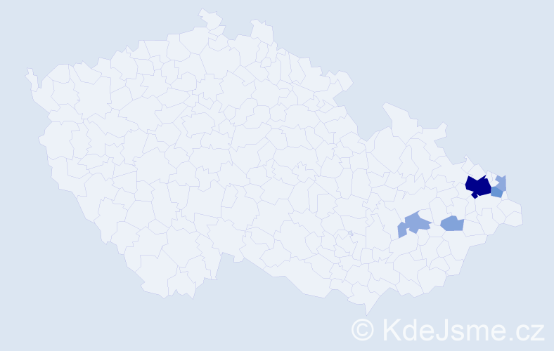 Příjmení: 'Kabieszová', počet výskytů 15 v celé ČR