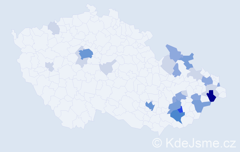 Příjmení: 'Šimčák', počet výskytů 74 v celé ČR