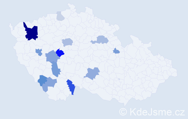 Příjmení: 'Ettlerová', počet výskytů 43 v celé ČR