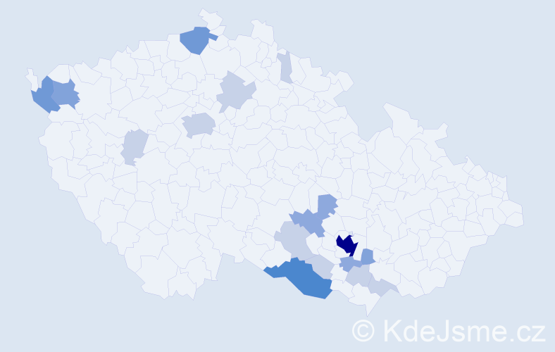Příjmení: 'Marinčová', počet výskytů 46 v celé ČR