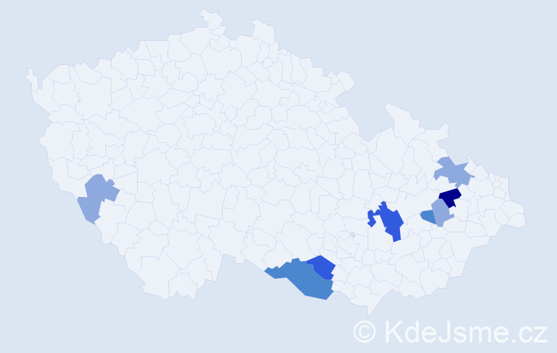 Příjmení: 'Velochová', počet výskytů 18 v celé ČR