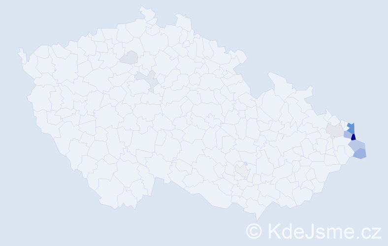 Příjmení: 'Morawiec', počet výskytů 68 v celé ČR