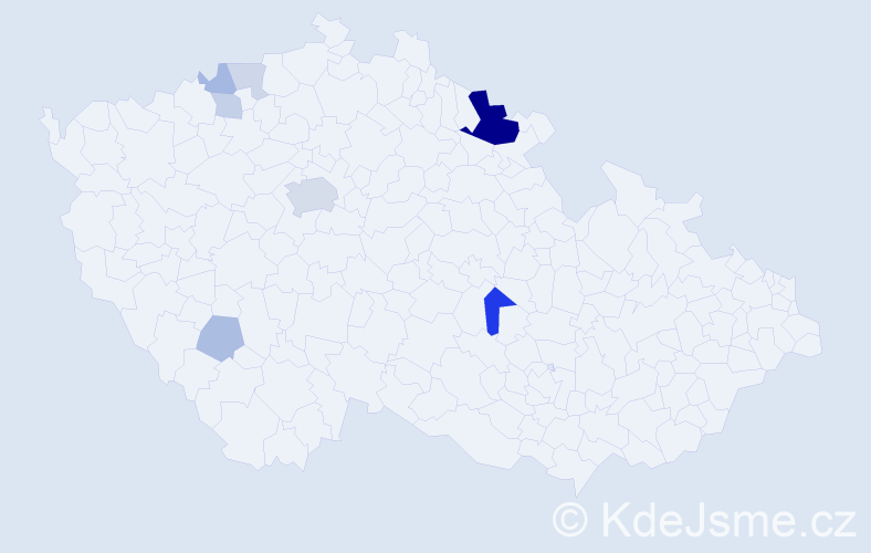 Příjmení: 'Kamitzová', počet výskytů 22 v celé ČR