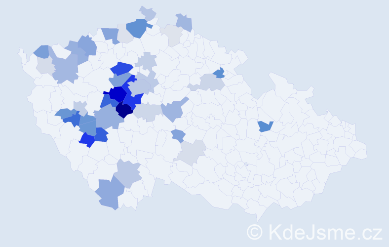 Příjmení: 'Kácha', počet výskytů 129 v celé ČR