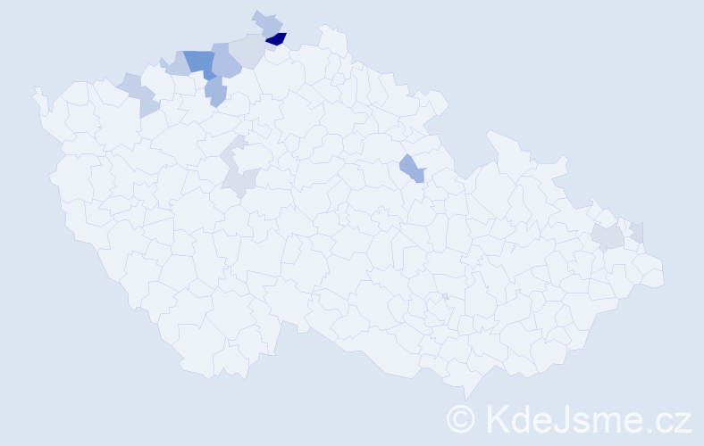 Příjmení: 'Jahnel', počet výskytů 25 v celé ČR
