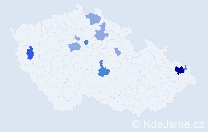 Příjmení: 'Endová', počet výskytů 21 v celé ČR