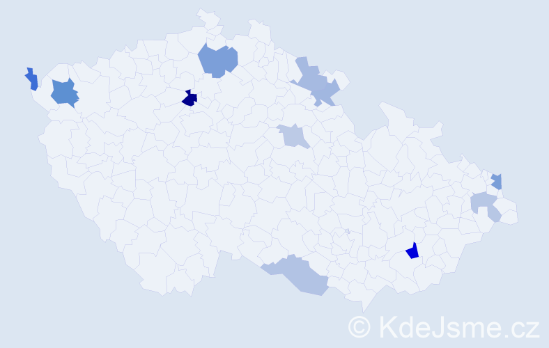 Příjmení: 'Madaras', počet výskytů 19 v celé ČR