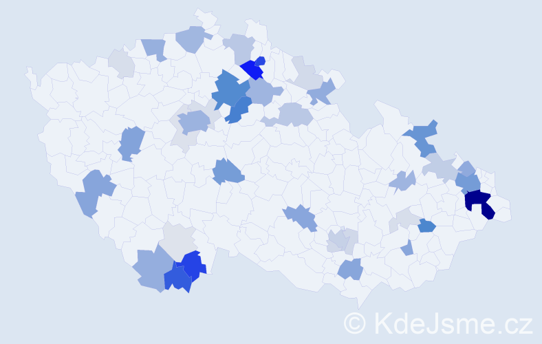 Příjmení: 'Halešová', počet výskytů 153 v celé ČR