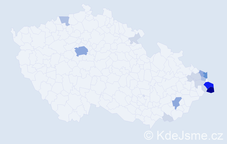 Příjmení: 'Pawlus', počet výskytů 53 v celé ČR