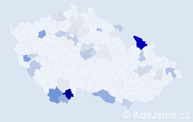 Příjmení: 'Koriťák', počet výskytů 103 v celé ČR