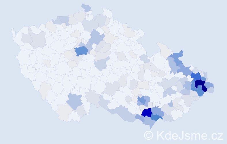 Příjmení: 'Michnová', počet výskytů 756 v celé ČR