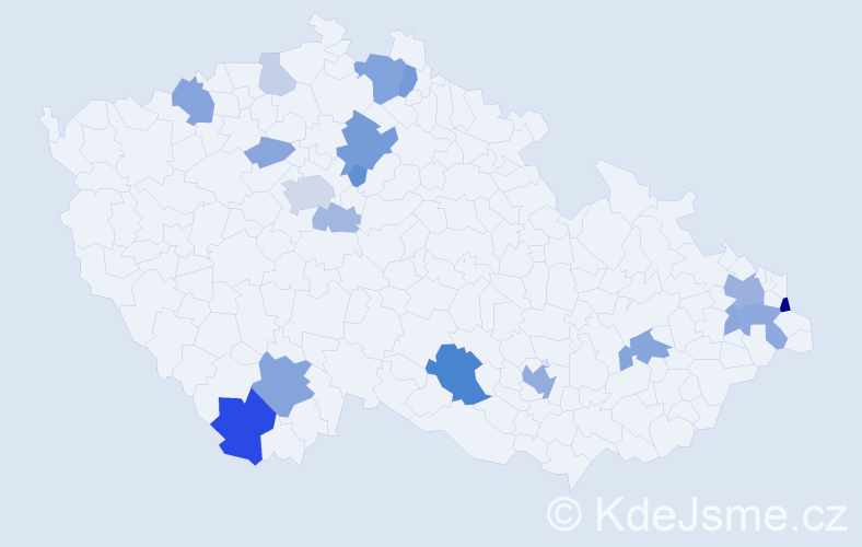 Příjmení: 'Čierny', počet výskytů 46 v celé ČR