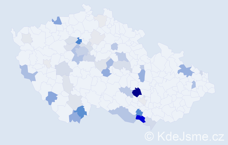 Příjmení: 'Bahenský', počet výskytů 144 v celé ČR