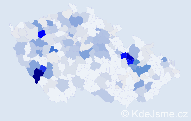 Příjmení: 'Kopp', počet výskytů 645 v celé ČR