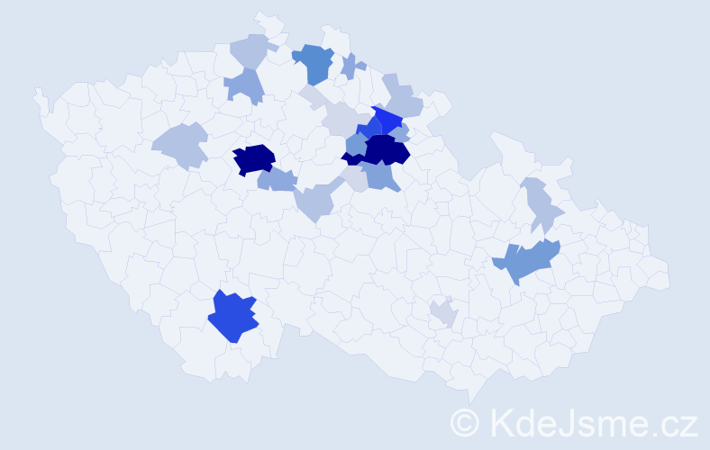 Příjmení: 'Šafka', počet výskytů 110 v celé ČR