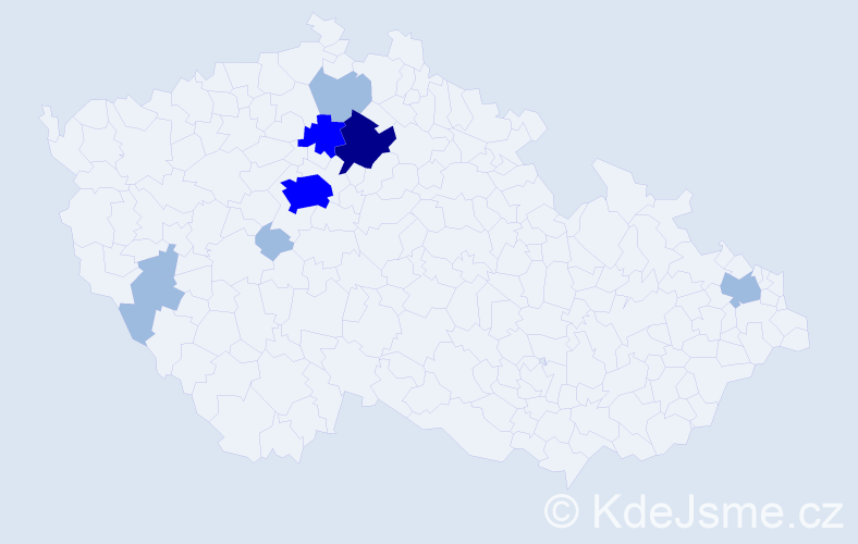 Příjmení: 'Cinner', počet výskytů 15 v celé ČR