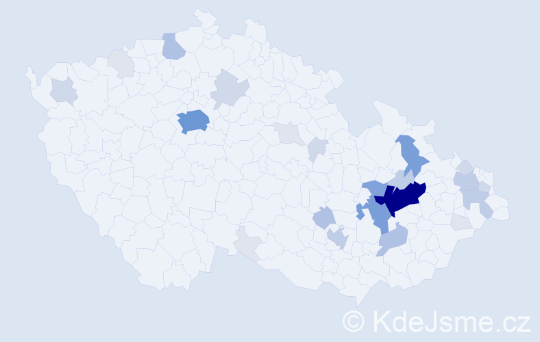 Příjmení: 'Vaca', počet výskytů 106 v celé ČR