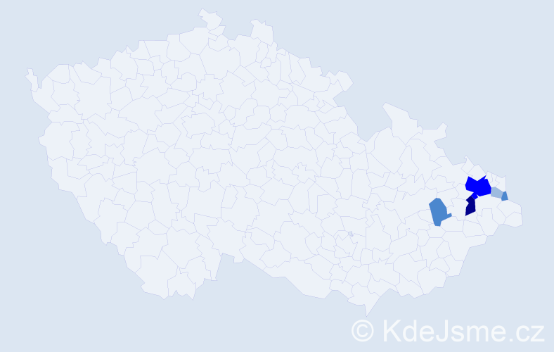 Příjmení: 'Kubaliková', počet výskytů 12 v celé ČR