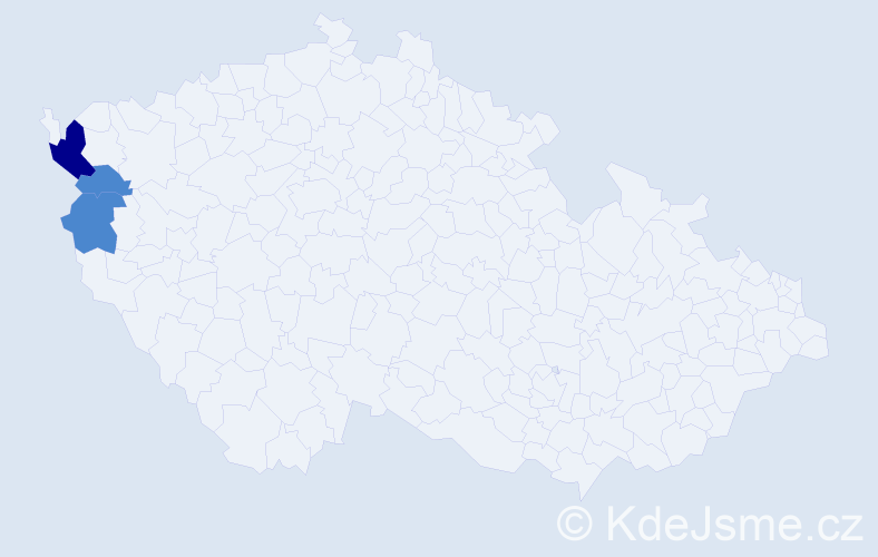 Příjmení: 'Tunder', počet výskytů 9 v celé ČR