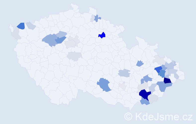 Příjmení: 'Kedroň', počet výskytů 153 v celé ČR