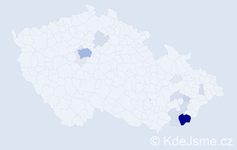 Příjmení: 'Končitík', počet výskytů 63 v celé ČR