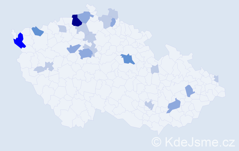 Příjmení: 'Červeňaková', počet výskytů 49 v celé ČR