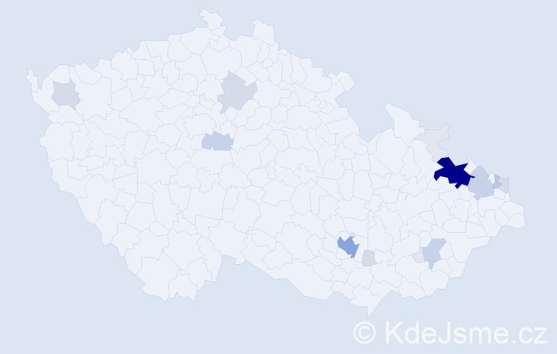 Příjmení: 'Radek', počet výskytů 70 v celé ČR