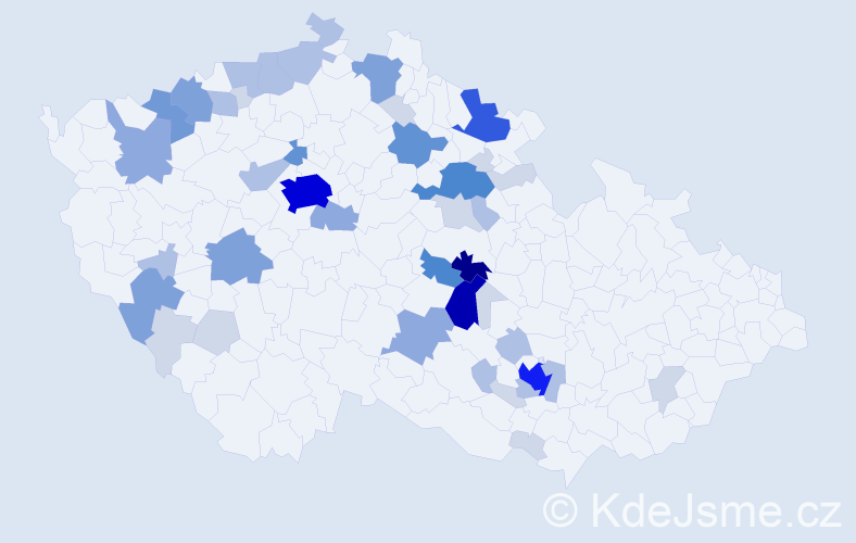 Příjmení: 'Hamák', počet výskytů 151 v celé ČR