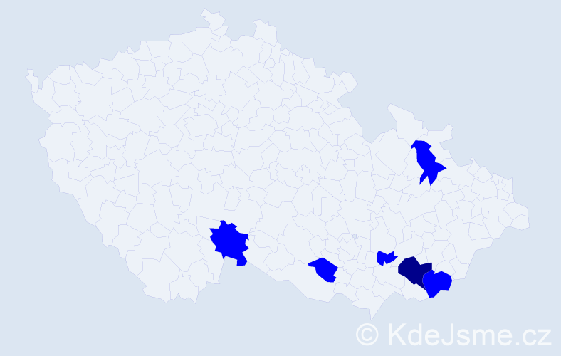 Příjmení: 'Pištoľ', počet výskytů 7 v celé ČR