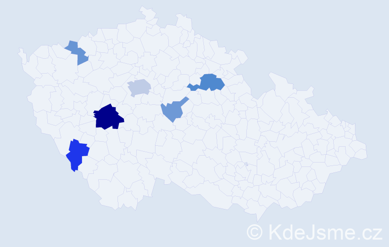 Příjmení: 'Kyzr', počet výskytů 14 v celé ČR
