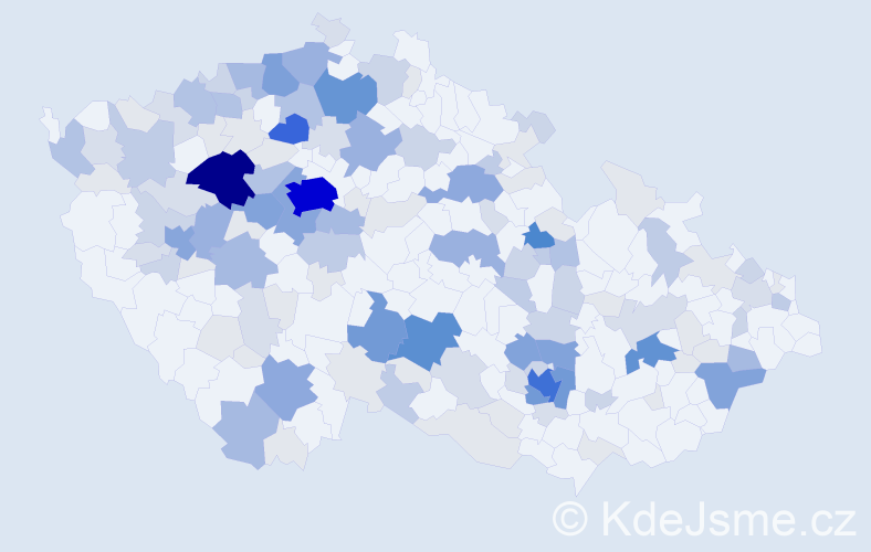 Příjmení: 'Kapoun', počet výskytů 518 v celé ČR